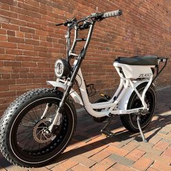 1000Watt Step Through/Thru Electric Moped Scrambler Style Ebike, 30MPH, 20-50 Mile Range 