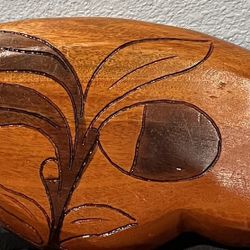 Handcarved Leaf-shaped Wood Tray Boho MidCentury