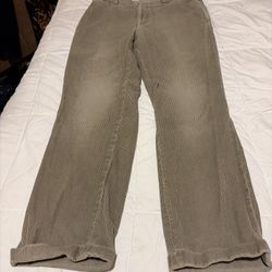 Men's Beige Corduroy Straight Leg Solid Pattern Casual Pants for Men