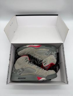 Nike Air Jordan 5 Retro Camo Dark Stucco University Red 2017 Men's Size 10