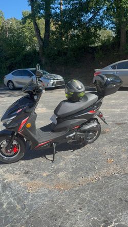 Black Gas Moped Scooter with Rear Storage