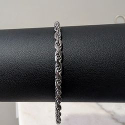 Solid .925 Sterling Silver Rope Bracelet 