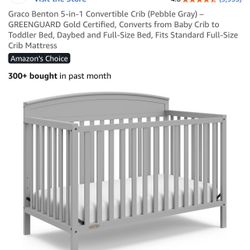 Graco 5- In- 1 Crib Gray Color With A Mattress 