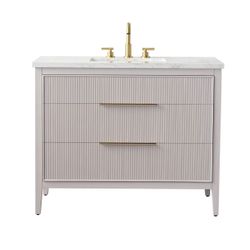 Bilroy Egremt 42'' Single Bathroom Vanity with Engineered Stone Top   🚩missing sink  🚩missing last drawer handle   New 300