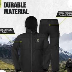 TIDEWE Hunting Clothes for Men with Fleece Lining, Safety Strap Compatible Water Resistant Silent Hunting Jacket and Pants size L