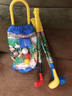 Disney Mickey Mouse Golf Caddy with clubs and 3 balls kids toy in Toms River