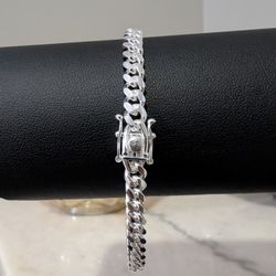 Solid Italian .925 Sterling Silver Miami Cuban Bracelet 