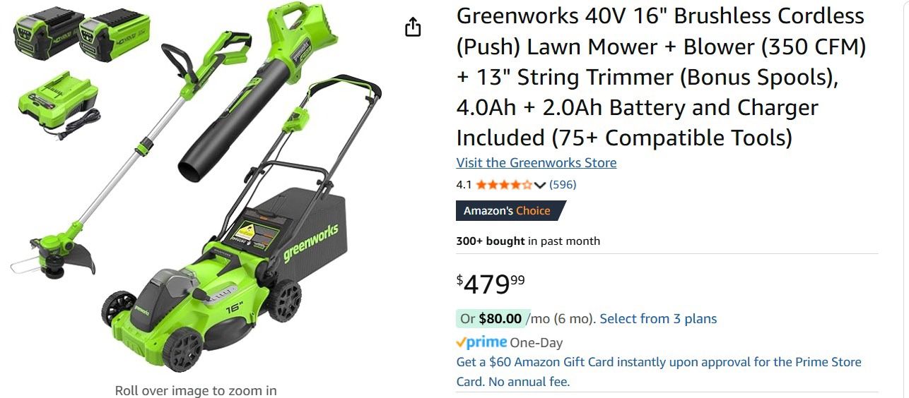 Greenworks- Mower+Blower+Trimmer