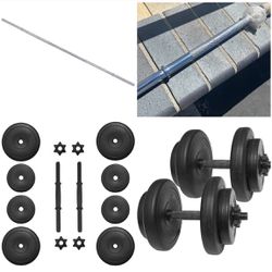 5ft. Standard 300lb capacity Barbell /4-20lb Adjustable Dumbbells(80lbs Of Weight)