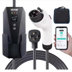 VEVOR EV Charger Level 2 16/20/24/32 Amp Electric Vehicle Charger w/ 28 ft. Charging Cable NEMA 14-50P Plug for SAE J1772 EVs