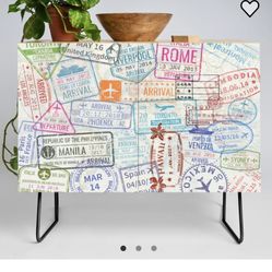 Storage Cabinet/ Console Travel Inspired Design 