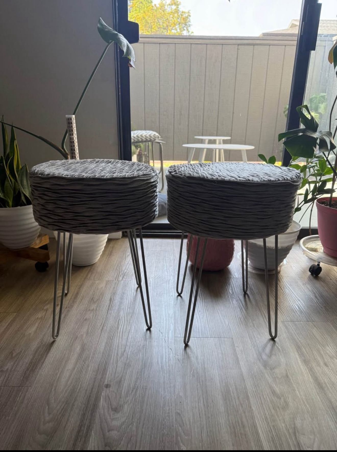Silver grayish sitting stools