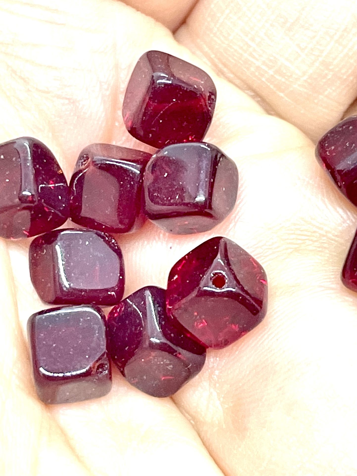 Lot Of Cranberry Cubed Beads