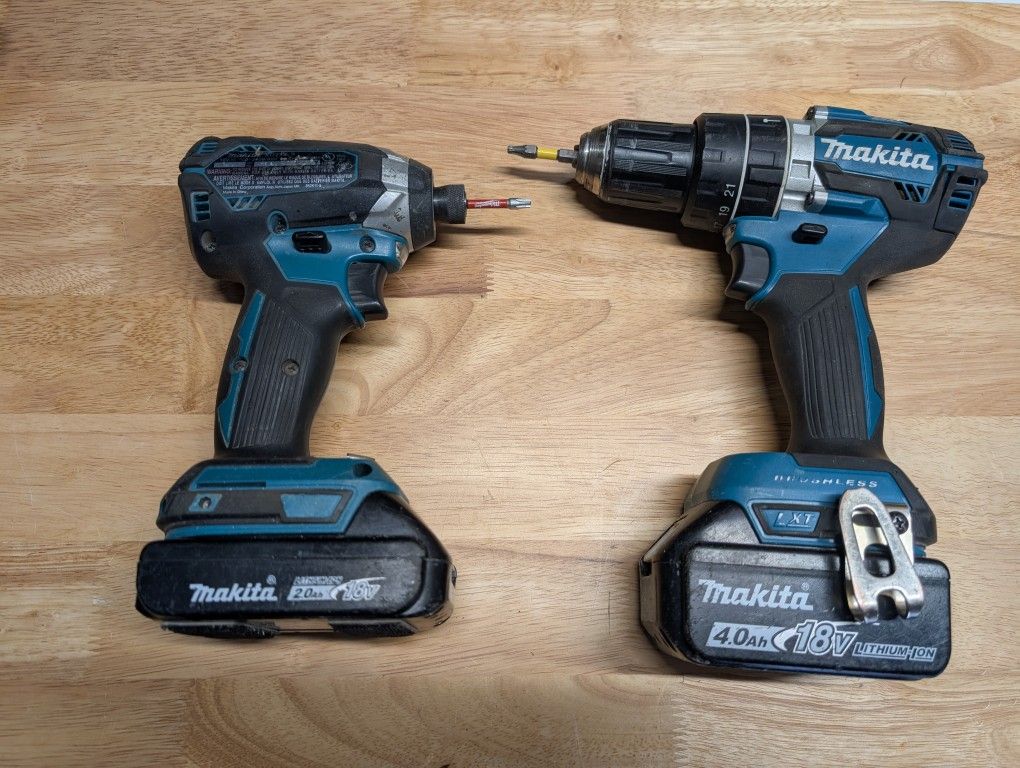 Makita XDT13 18V LXT Brushless Cordless Impact Driver Kit with XPH12 Drill and hardcase carrier and two batteries and charger