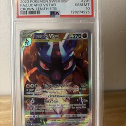 PSA 10 LUCARIO VSTAR SWSH291 BLACK STAR PROMO CROWN ZENITH ETB POKEMON 
