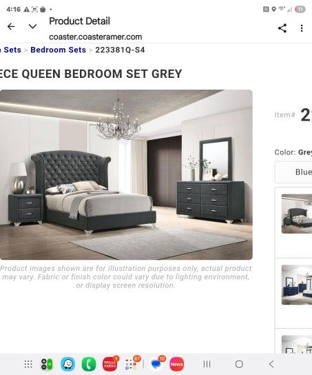 Brand New 4 piece Charcoal Gray Queen Bedroom Set