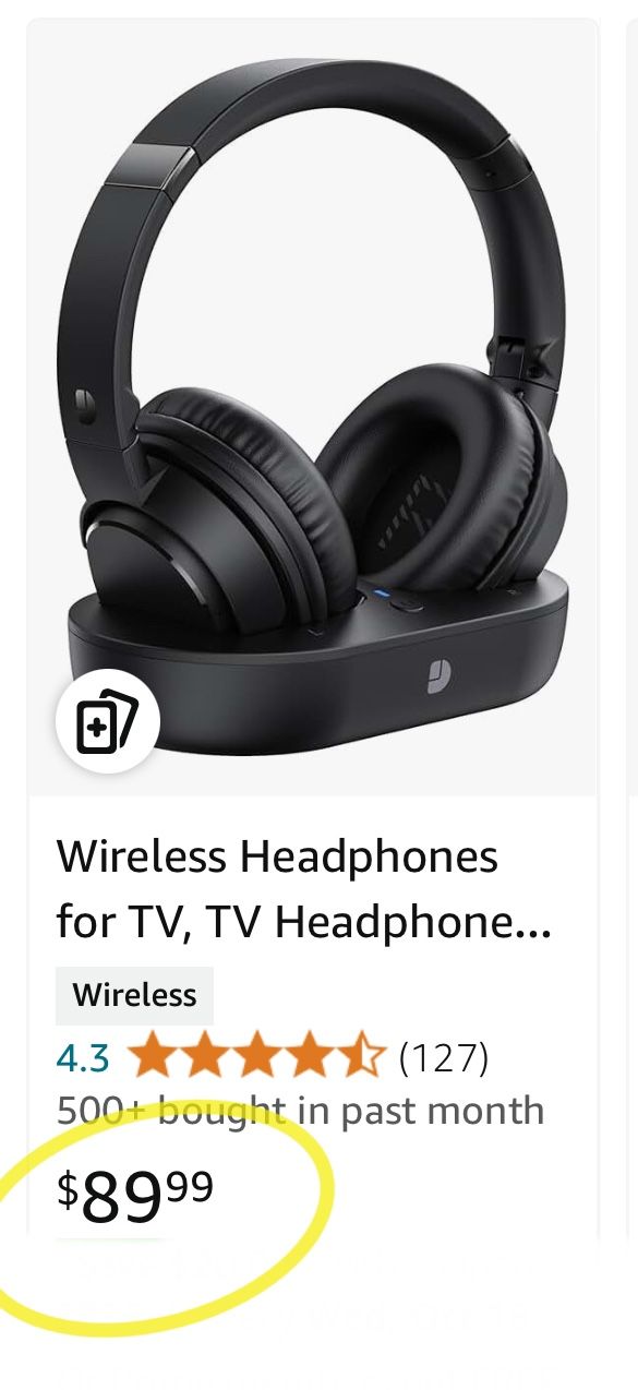 Wireless Headphones for TV, TV Headphones Wireless for Seniors, Multi-function Transmitter Charging Base, Audio Sync, 65Hrs Worktime, Bluetooth Headph