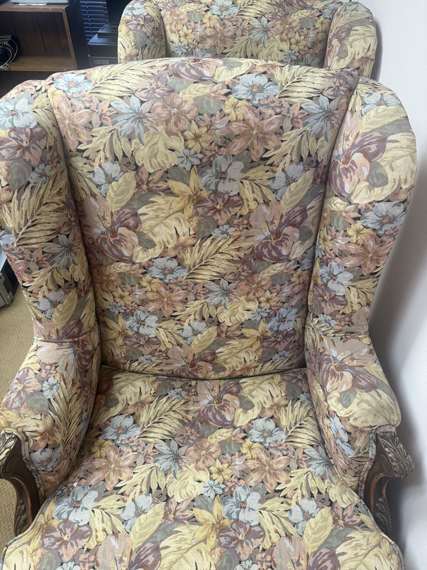 Antique Wing Back Floral Chair From 1800s