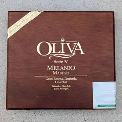 EMPTY Oliva Serie V Melanio Maduro 10 cigar capacity hinged lid wooden storage display box