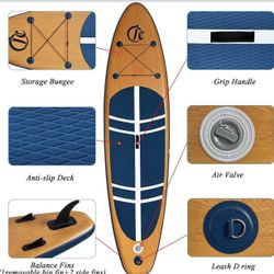 Inflatable Stand Up Paddle Board (6 Inches Thick), ISUP Package W/Premium SUP Accessories & Backpack, Non-Slip Deck,Fins, Adjustable Paddle, Leash, Ha