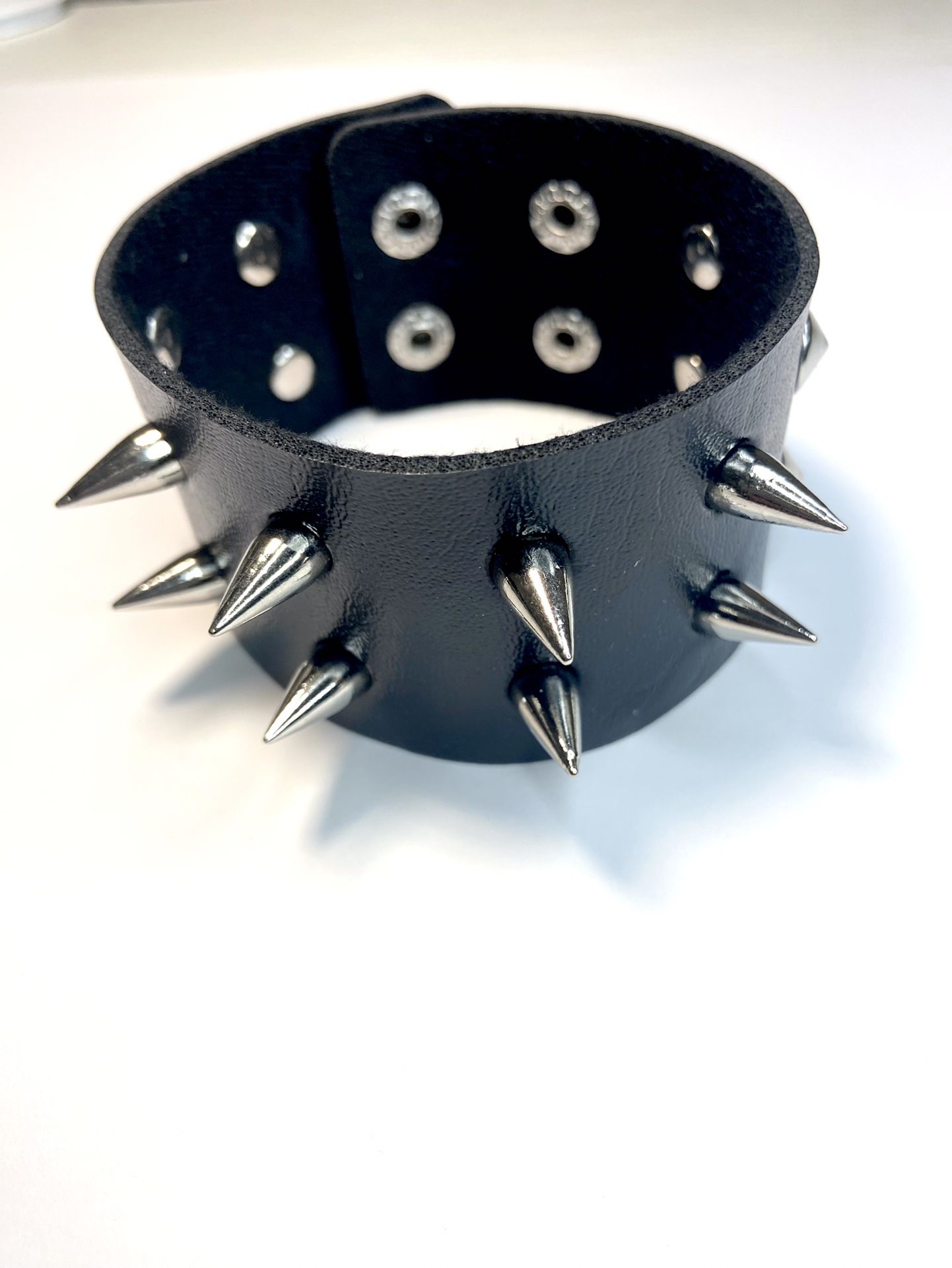 Faux Leather Gothic Studded Bracelet Choker Punk Spike Rivets Cuff Black Wristband Adjustable Punk Cuff Bangle Punk Emo alternative