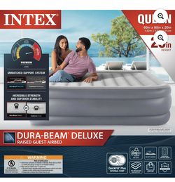 Intex Queen 20 inch Dura-Beam Deluxe Raised Air Bed Mattress with Built-in Pump