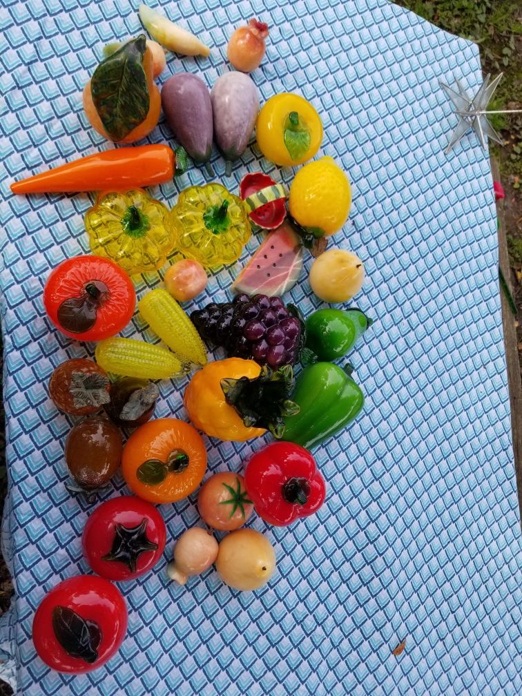 Antique glass fruit and vegetables