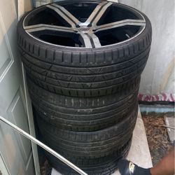 Red Sport Rims ,black Crome, 24 Inch Low Profile Tires 