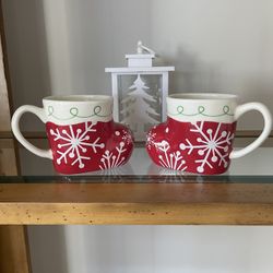TWO HOLIDAY HOT CHOCOLATE MUGS 