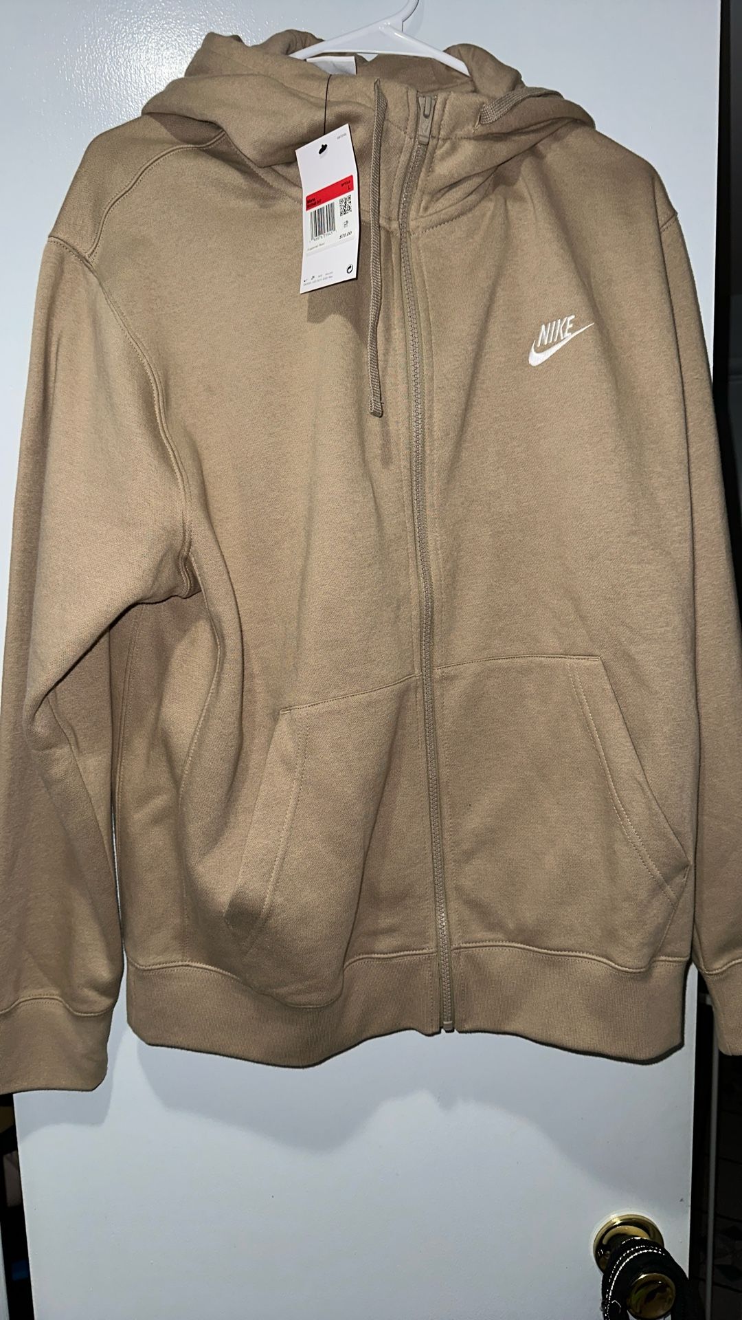 Nike Large Beige Hoodie Zip up New With Tags