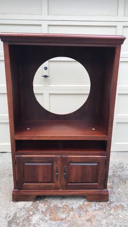 Solid cherry tv cabinet/ shelving unit