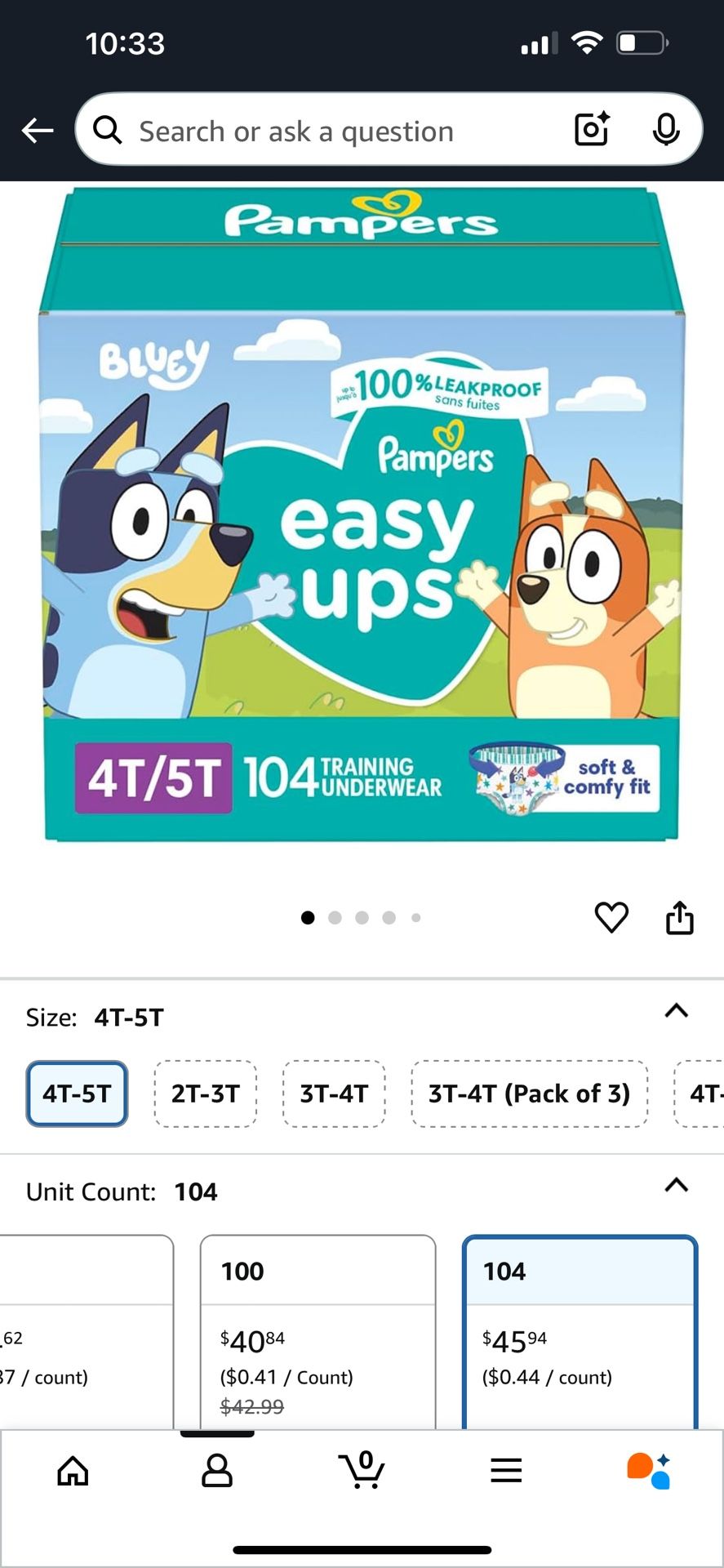 Pampers Training Pants - Easy Ups Boys & Girls Bluey - Size 4T-5T