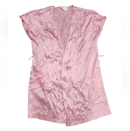 L.A. Intimates Size Medium Pink Satin Women's Robe No Belt