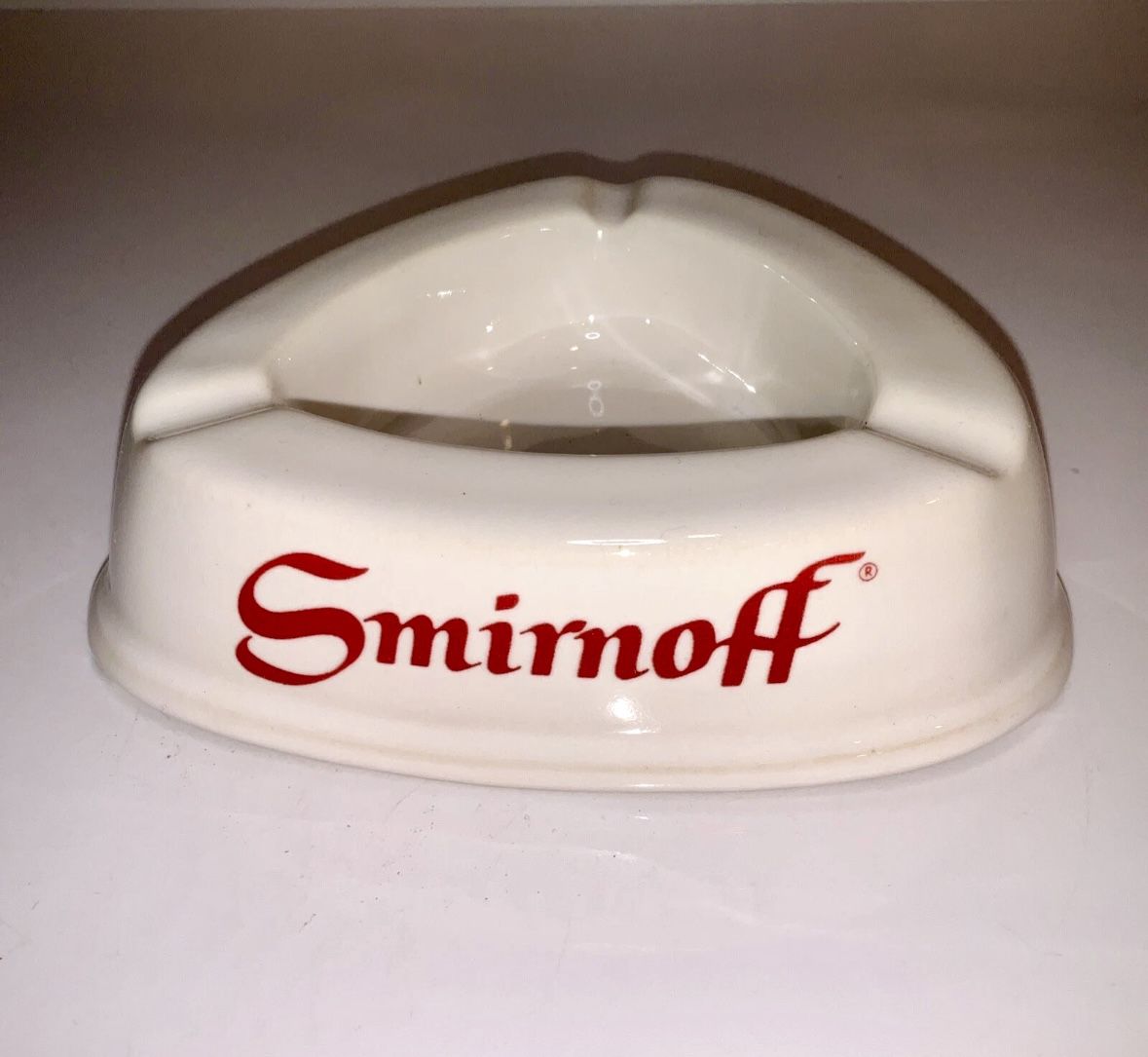Vintage White Porcelain Smirnoff Ashtray