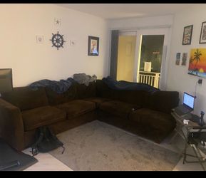 Huge Brown L-Shaped Sectional Couch + Coffee Table – Excellent Condition