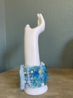 Bracelet,blue Crystal ,crochet, SizeLarge