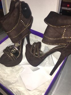 Brown heel women shoes sandal