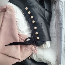 Stuart Weitzman Ivey Pearl Lace-Up Heeled Granny Boots Size 38.5 