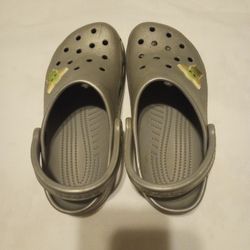 Crocs Silver Clogs With Baby Yoda