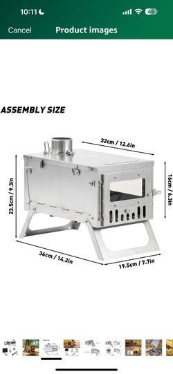 Titanium Wood Stove, Small-Size Portable Lightweight Titanium Stove for Hiking, Cooking, Heating (Stove Pipe 6.56ft / 2m)
