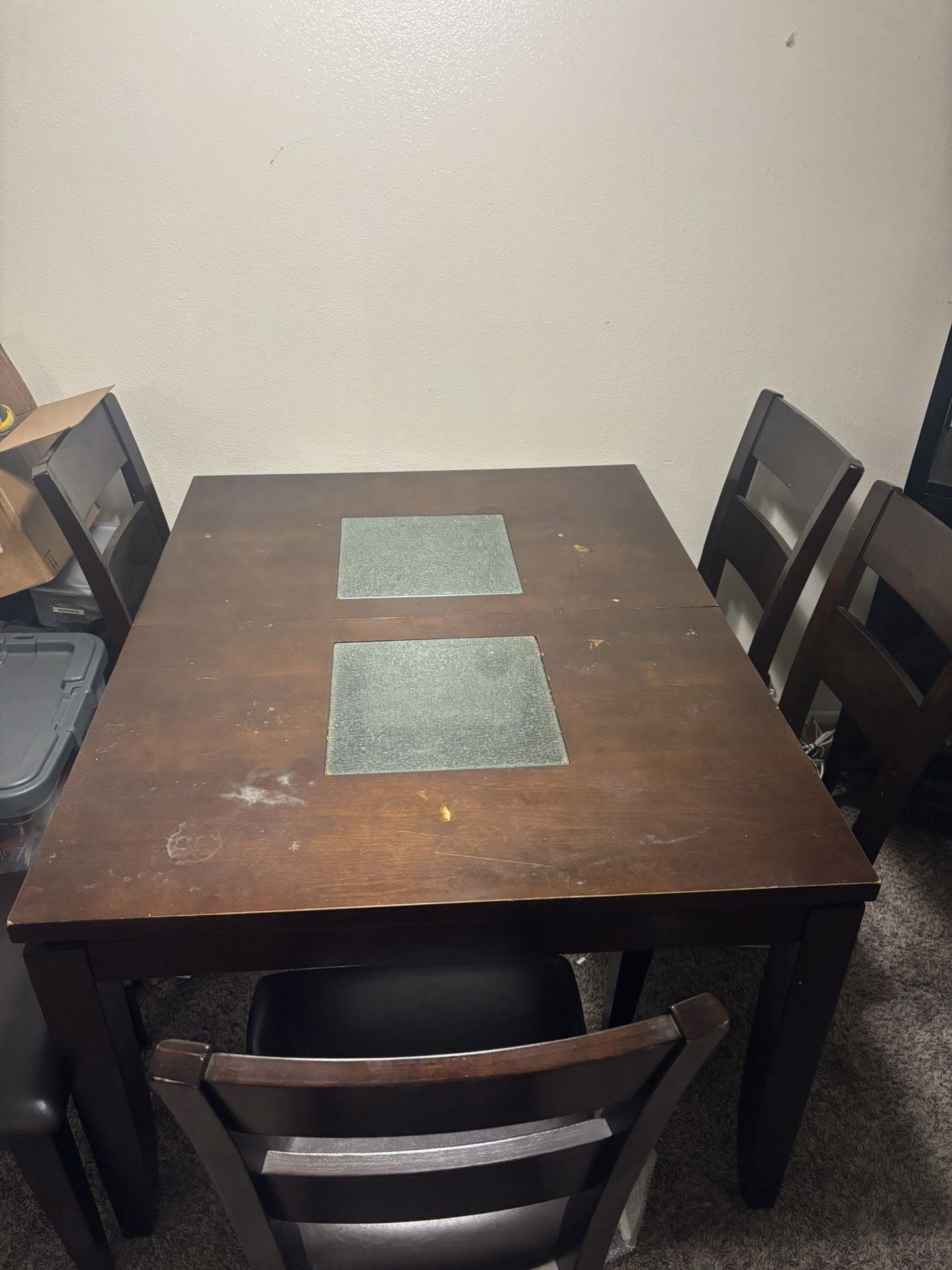 Moving Sale! Brown Wood Dining Table Set