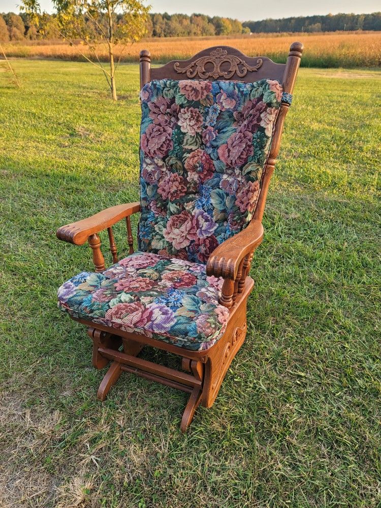High Back Glider Rocking Chair  - Beautiful Details! 