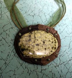 Leather Necklace with natural stone