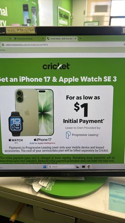 Get your iPhone 17 pro max and you apple watch  for only $1 down today!!!!!