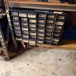 42 DRAWERS METAL CABINET IN GOOD  CONDITION.  THE CABINET MEASURES  22 HIGH,33 WIDE AND 24 DEEP. EACH DRAWER IS  22 D, 5 W AND 3 T. $100 OR BEST OFFER