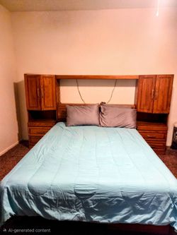 Queen Size Bed with Wall Unit Headboard