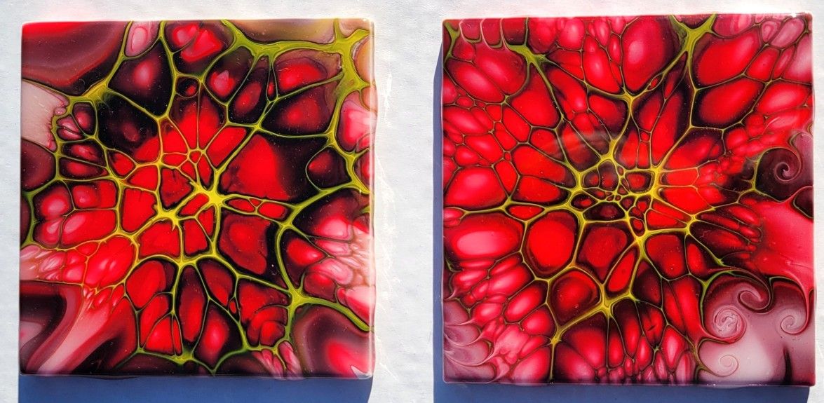 Handmade Fluid Art Tile Coasters Set of 2