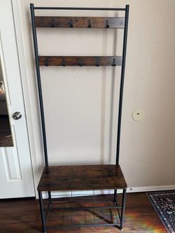 Entryway coat rack with bench & shoe rack $40