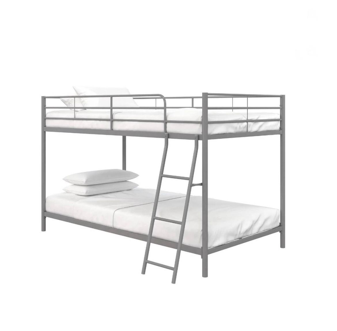 Twin over Twin Low Profile Junior Bunk Bed, Silver