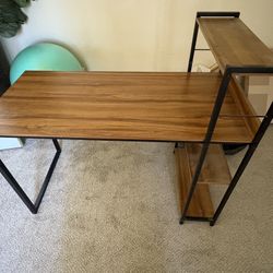 Modern Desk with Shelving + Drawer 